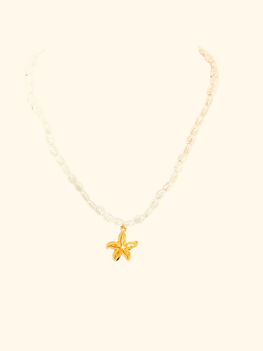 Collier perlé étoile de mer