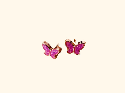 Boucles d’oreilles papillon rose